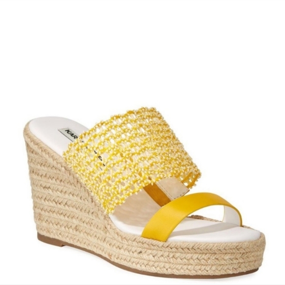 Karl Lagerfeld Shoes - Karl Lagerfeld Yellow Celie Cut Out Sandals  Espadrille Wedge Comfortable Sz 8